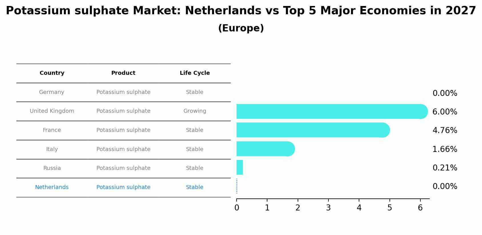 Potassium sulphate Market: Netherlands vs Top 5 Major Economies in 2027 (Europe)