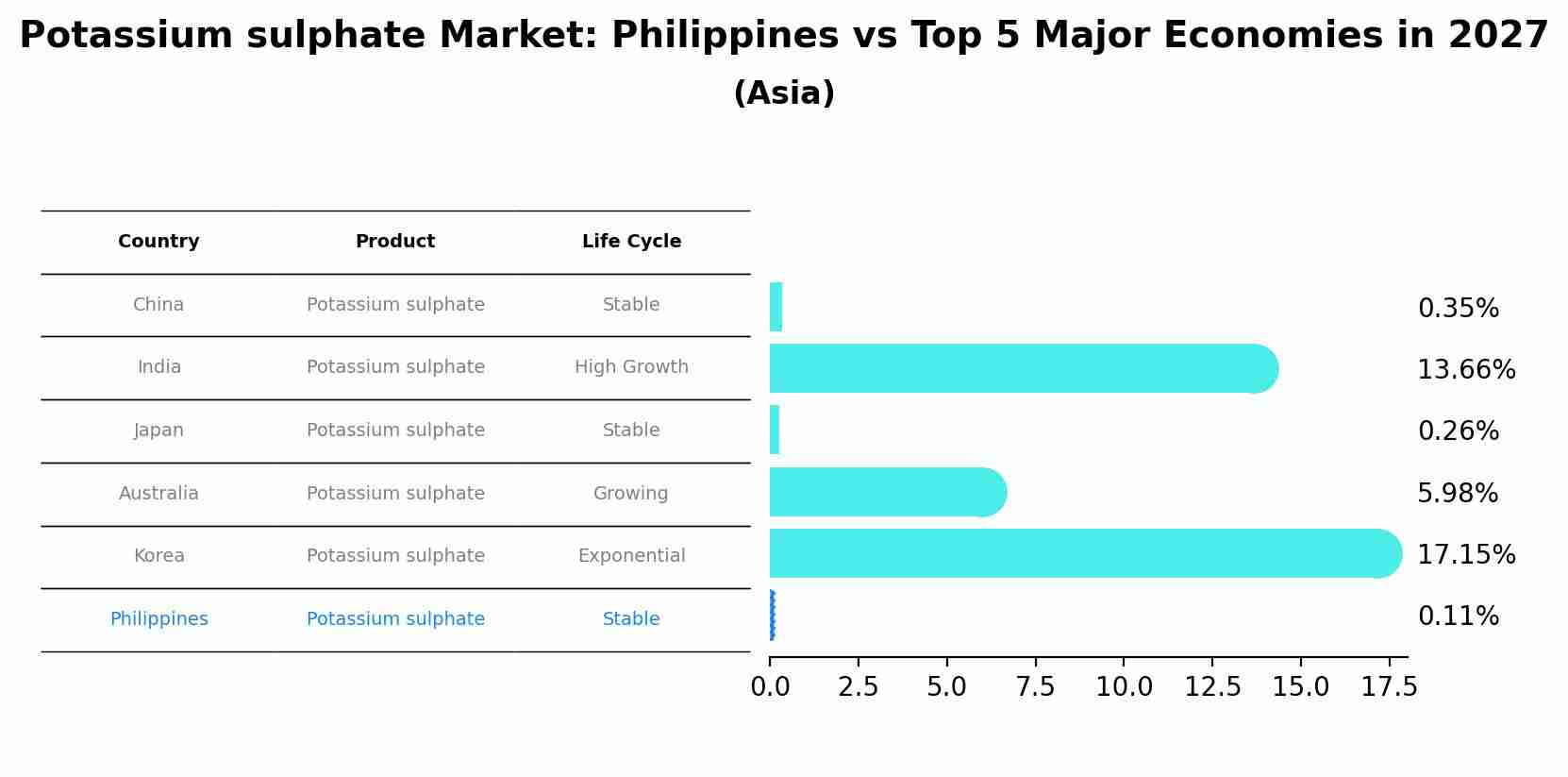 Potassium sulphate Market: Philippines vs Top 5 Major Economies in 2027 (Asia)