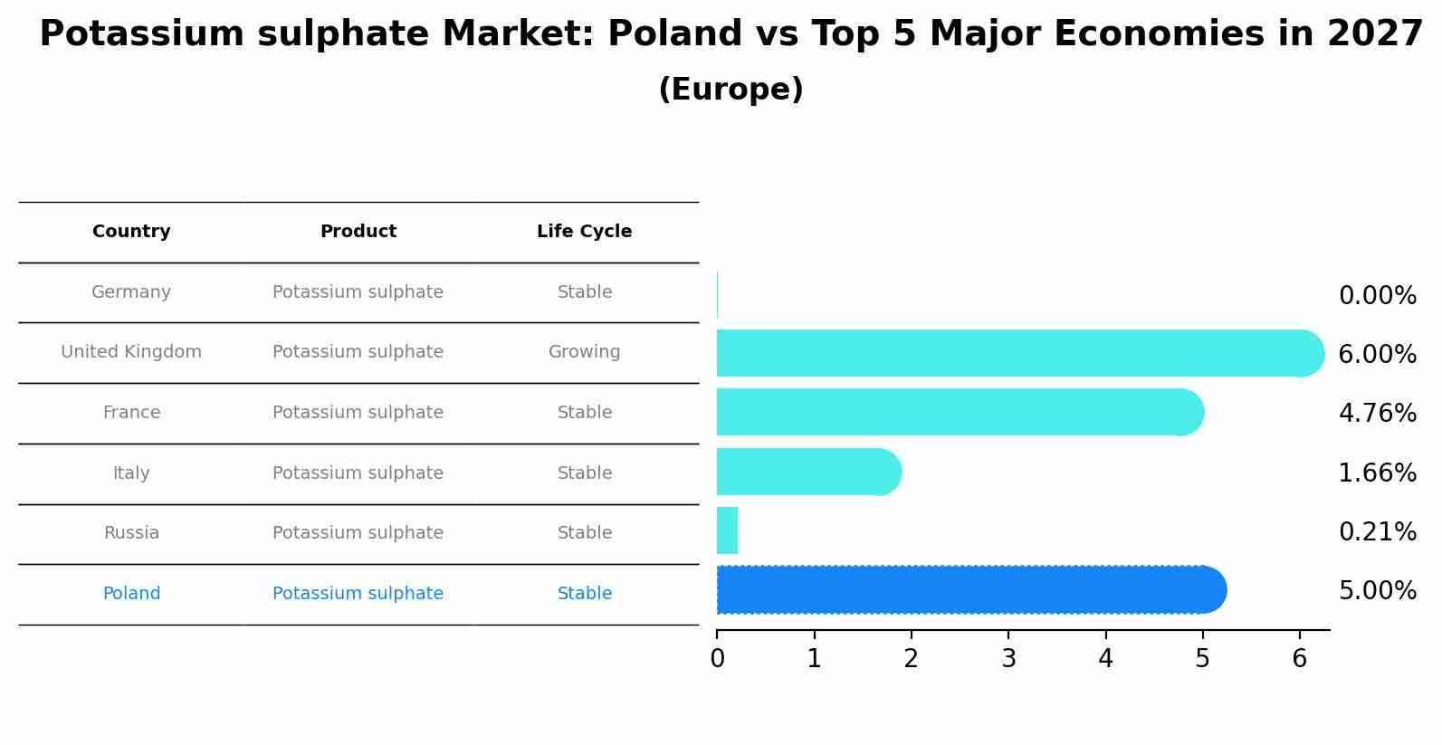 Potassium sulphate Market: Poland vs Top 5 Major Economies in 2027 (Europe)