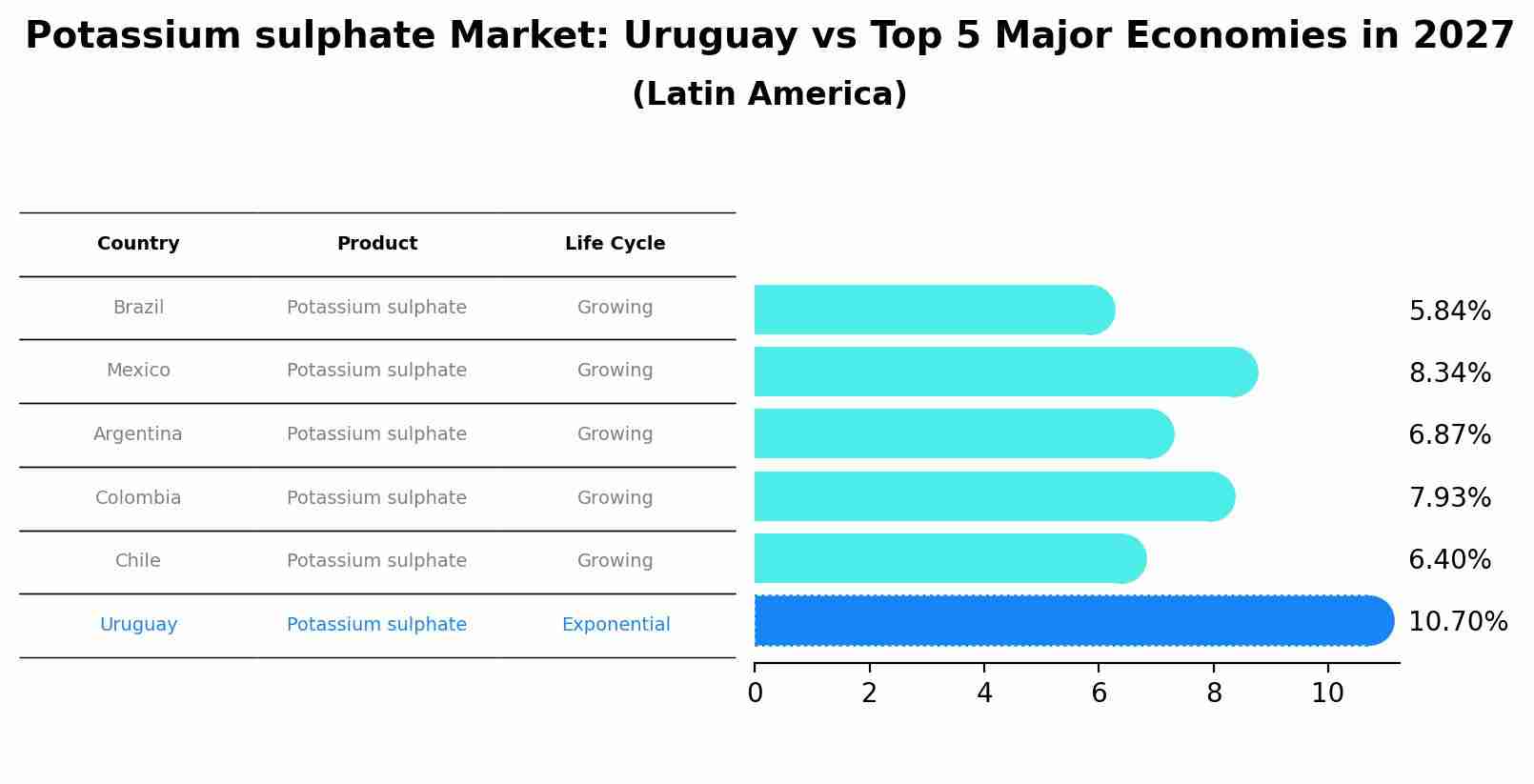 Potassium sulphate Market: Uruguay vs Top 5 Major Economies in 2027 (Latin America)