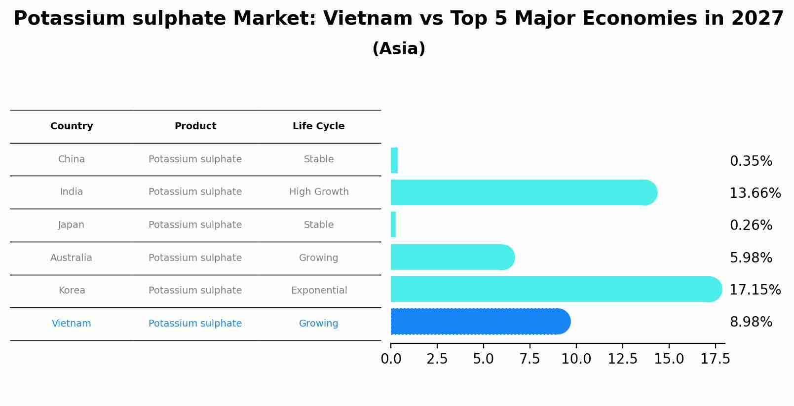Potassium sulphate Market: Vietnam vs Top 5 Major Economies in 2027 (Asia)