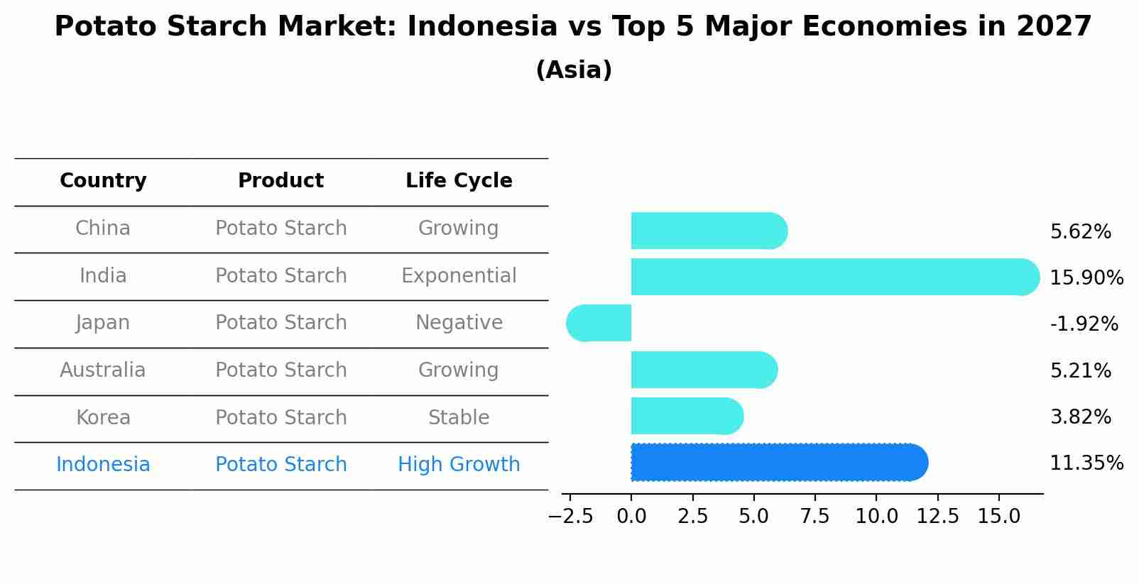 Potato Starch Market: Indonesia vs Top 5 Major Economies in 2027 (Asia)