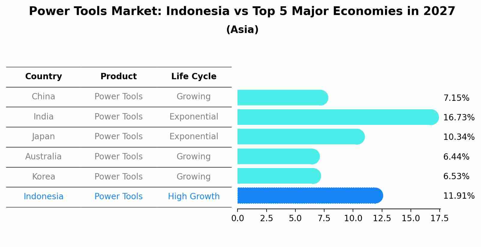 Power Tools Market: Indonesia vs Top 5 Major Economies in 2027 (Asia)