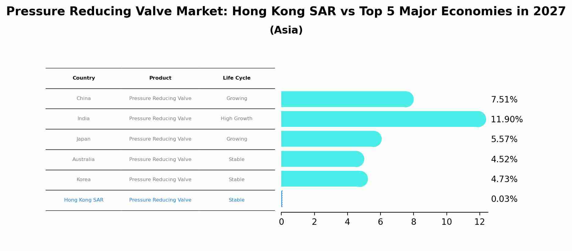 Pressure Reducing Valve Market: Hong Kong SAR vs Top 5 Major Economies in 2027 (Asia)
