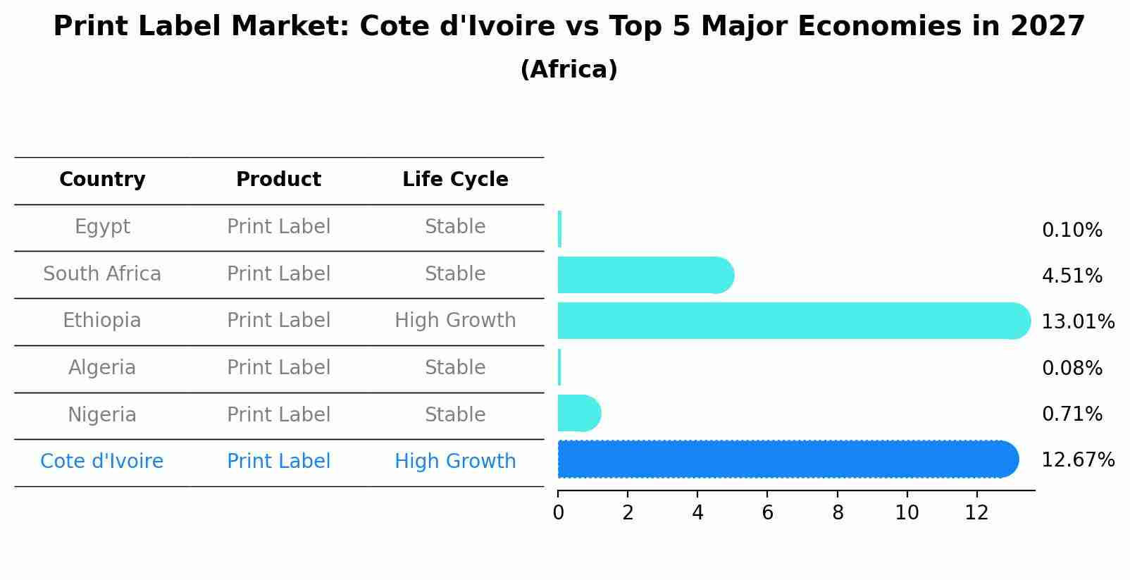 Print Label Market: Cote d'Ivoire vs Top 5 Major Economies in 2027 (Africa)