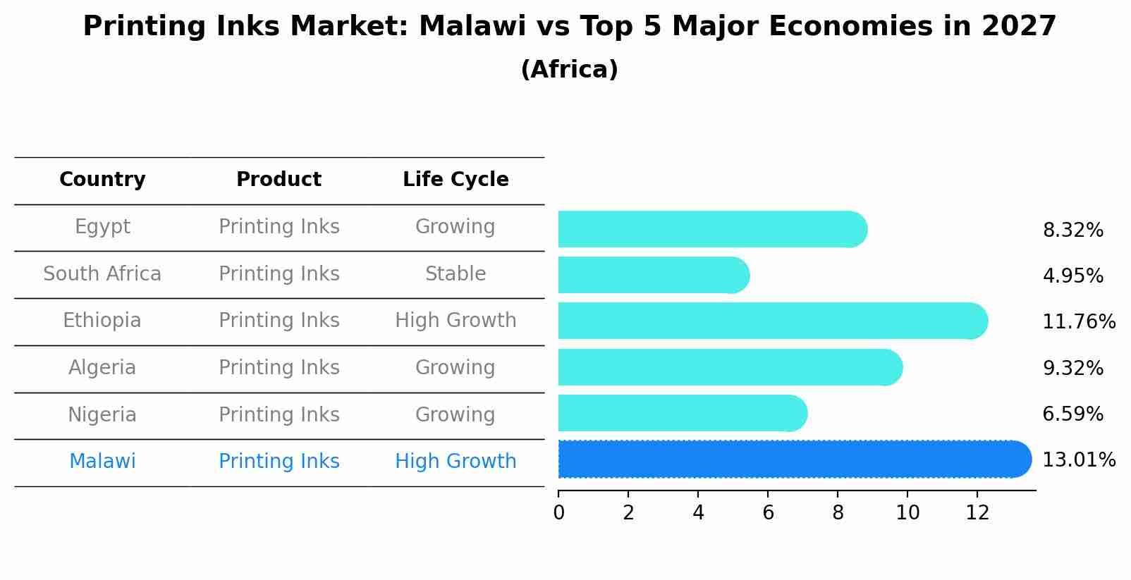 Printing Inks Market: Malawi vs Top 5 Major Economies in 2027 (Africa)