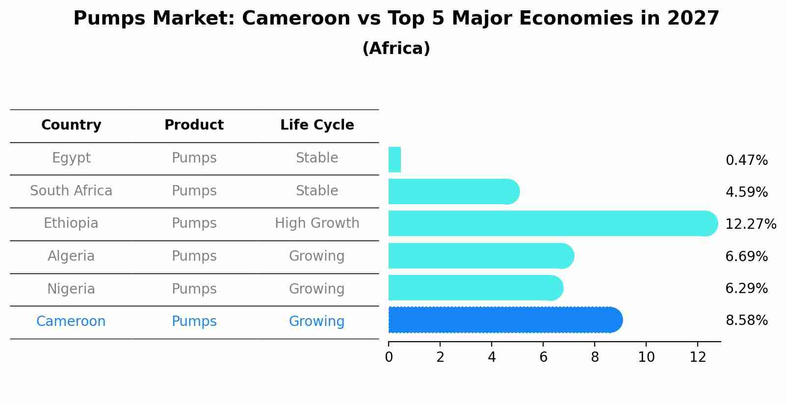 Pumps Market: Cameroon vs Top 5 Major Economies in 2027 (Africa)