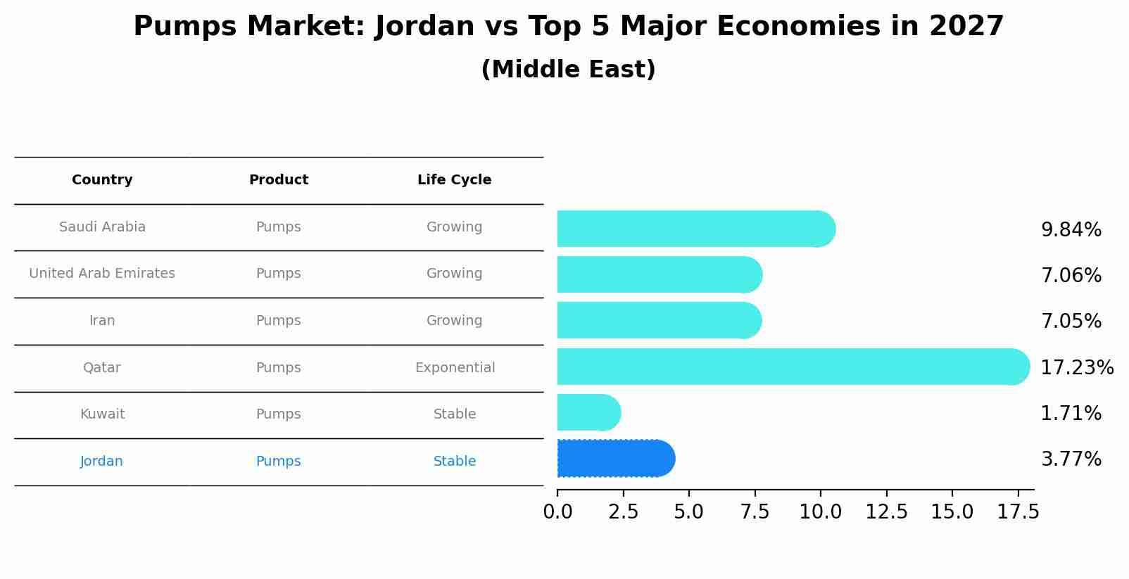 Pumps Market: Jordan vs Top 5 Major Economies in 2027 (Middle East)