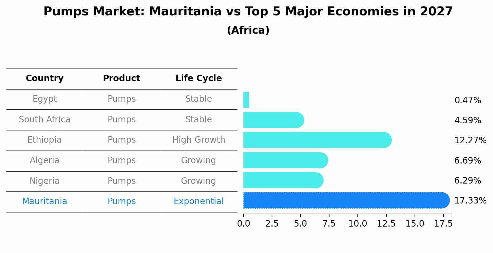 Pumps Market: Mauritania vs Top 5 Major Economies in 2027 (Africa)