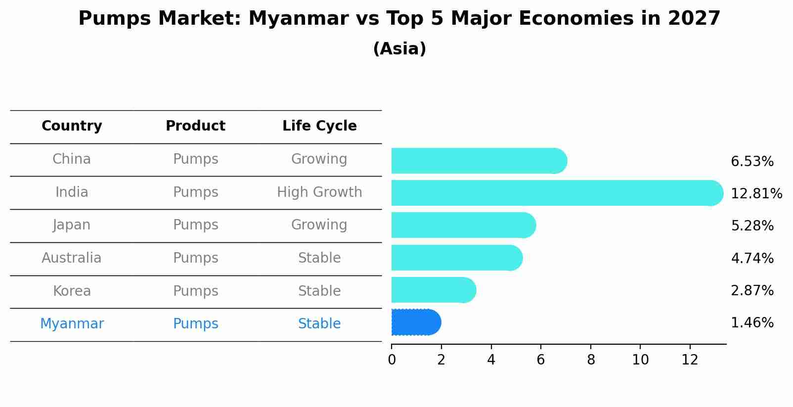 Pumps Market: Myanmar vs Top 5 Major Economies in 2027 (Asia)