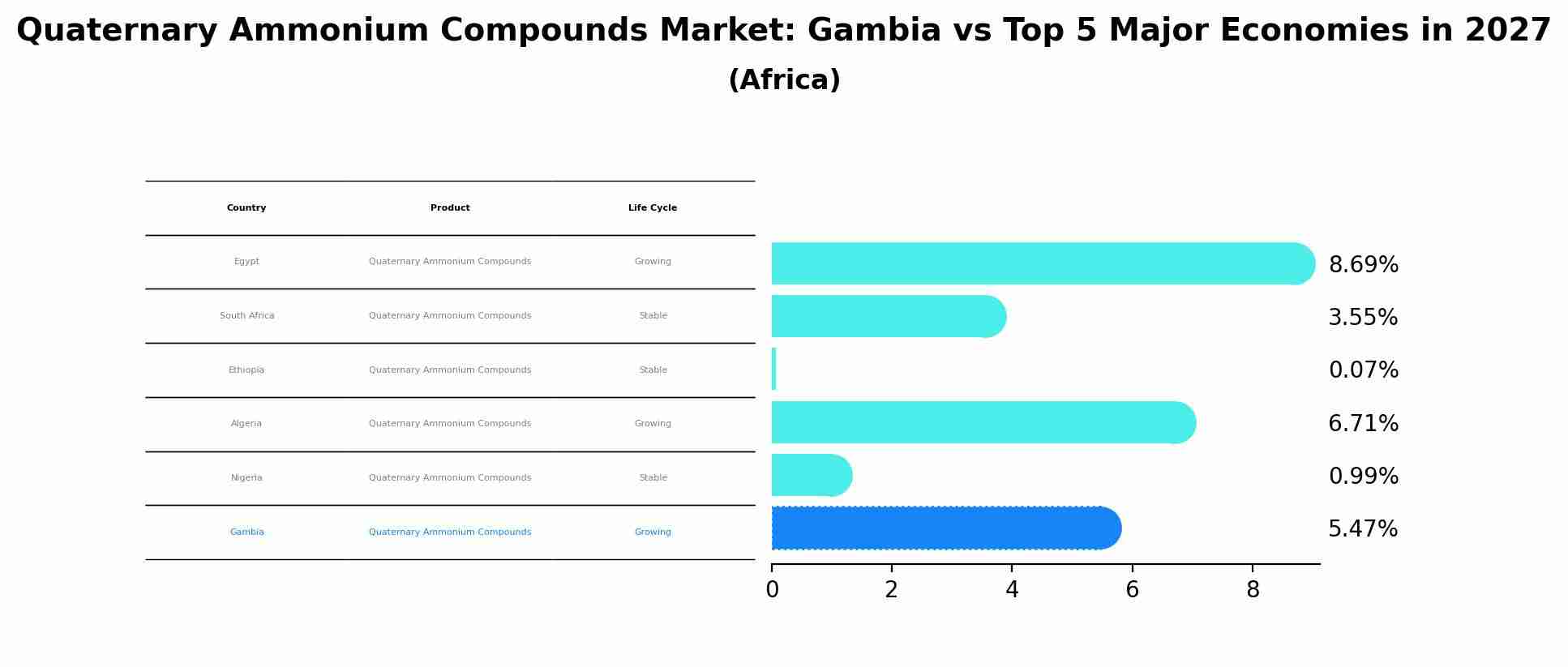 Quaternary Ammonium Compounds Market: Gambia vs Top 5 Major Economies in 2027 (Africa)