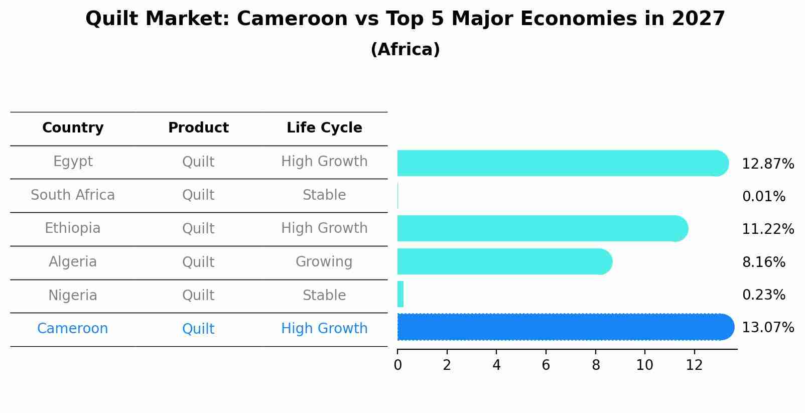 Quilt Market: Cameroon vs Top 5 Major Economies in 2027 (Africa)