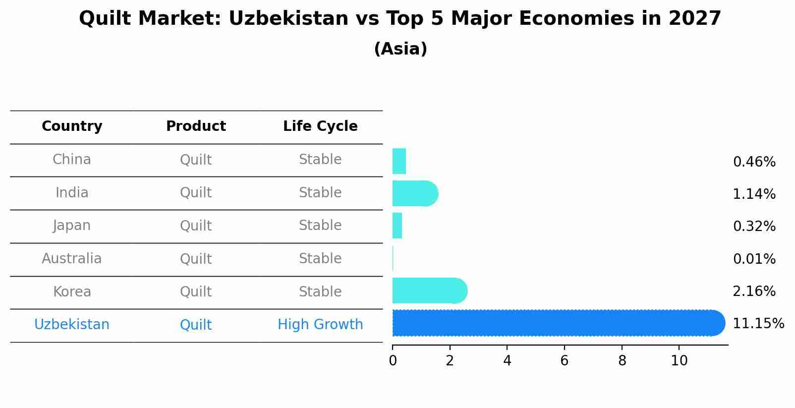 Quilt Market: Uzbekistan vs Top 5 Major Economies in 2027 (Asia)