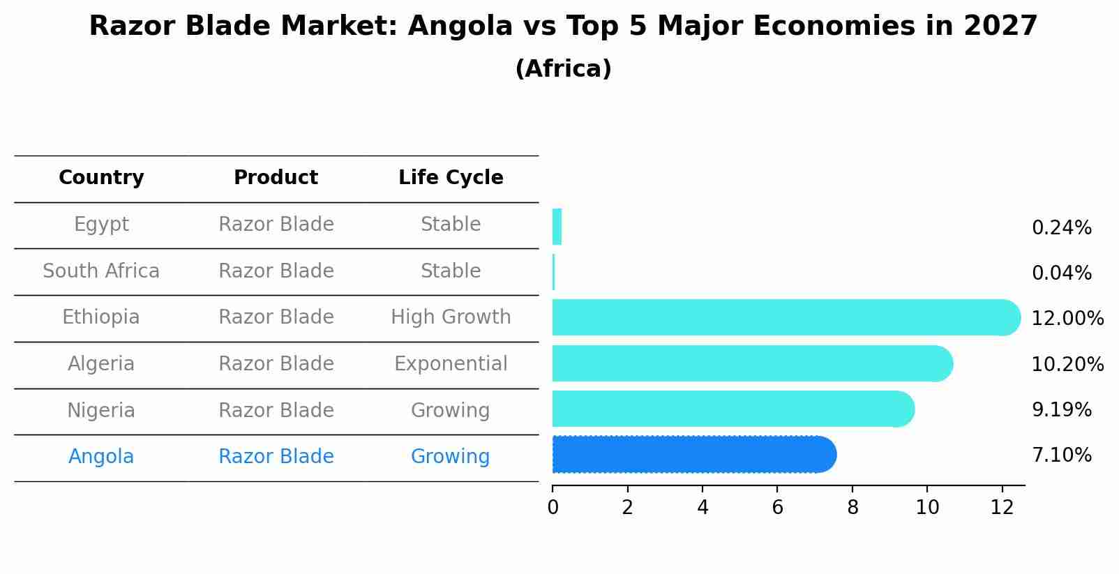 Razor Blade Market: Angola vs Top 5 Major Economies in 2027 (Africa)