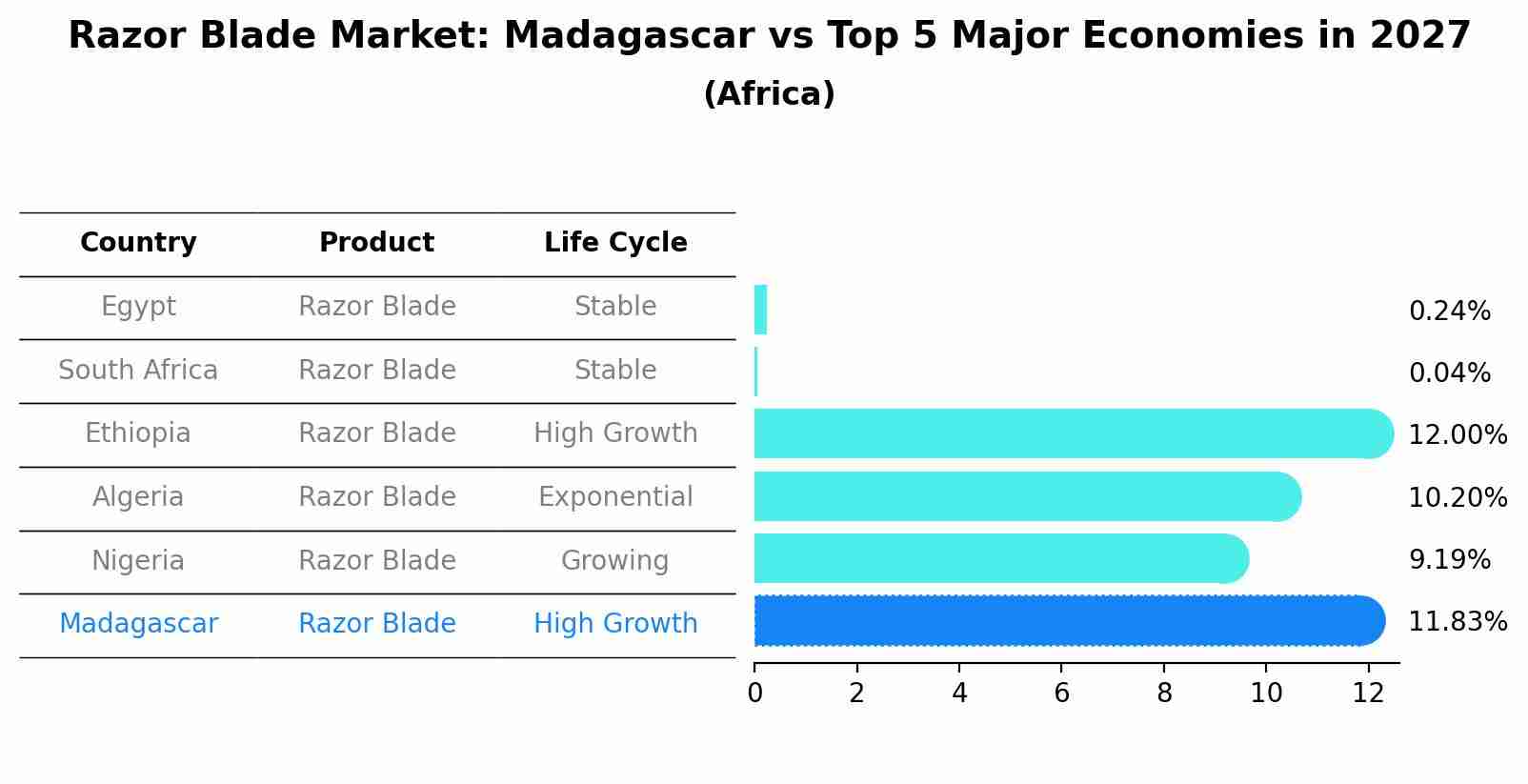 Razor Blade Market: Madagascar vs Top 5 Major Economies in 2027 (Africa)