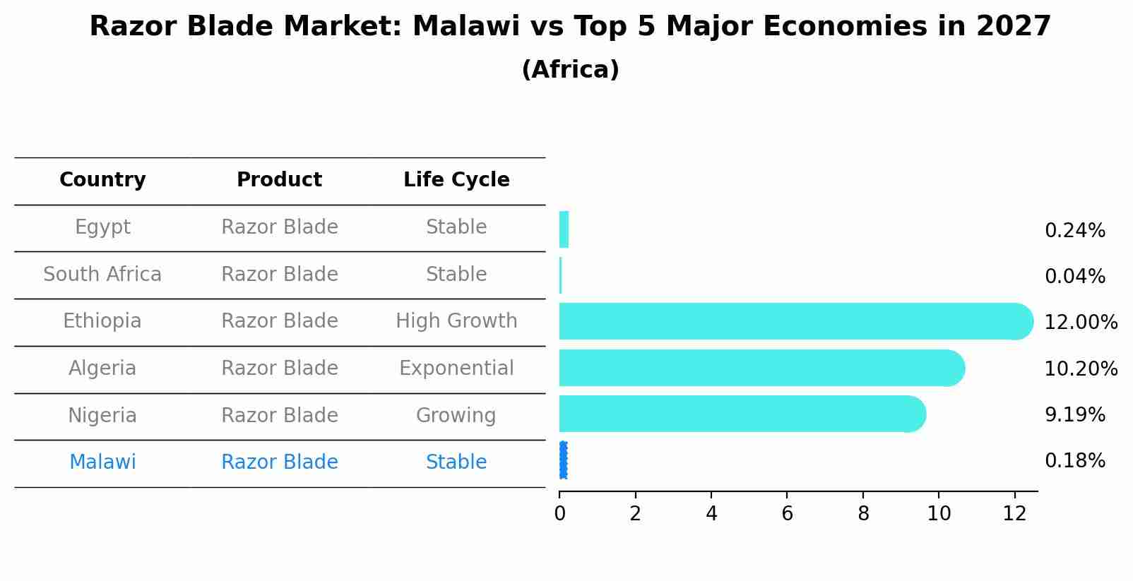 Razor Blade Market: Malawi vs Top 5 Major Economies in 2027 (Africa)