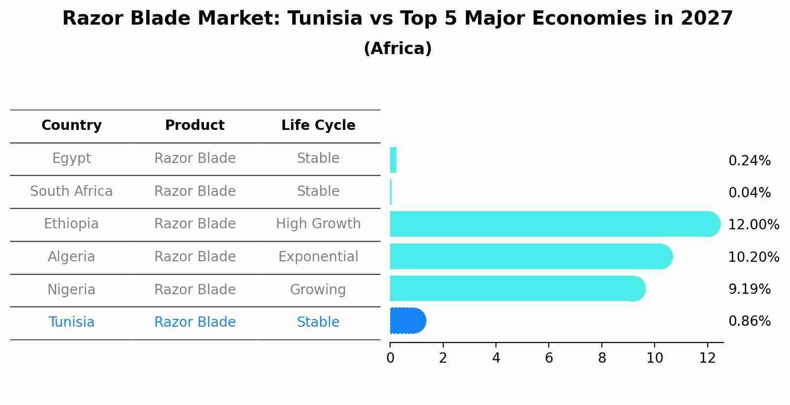Razor Blade Market: Tunisia vs Top 5 Major Economies in 2027 (Africa)
