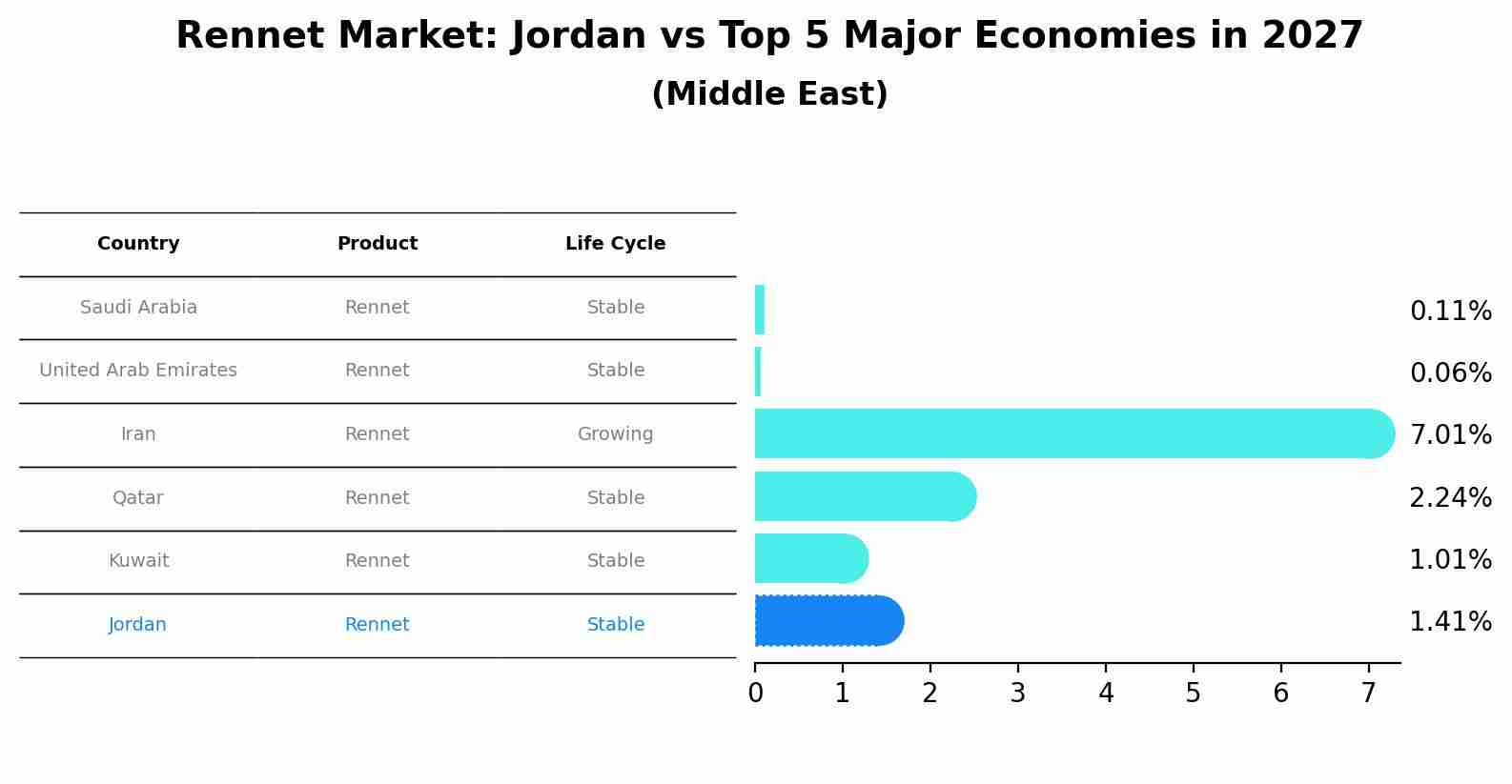 Rennet Market: Jordan vs Top 5 Major Economies in 2027 (Middle East)