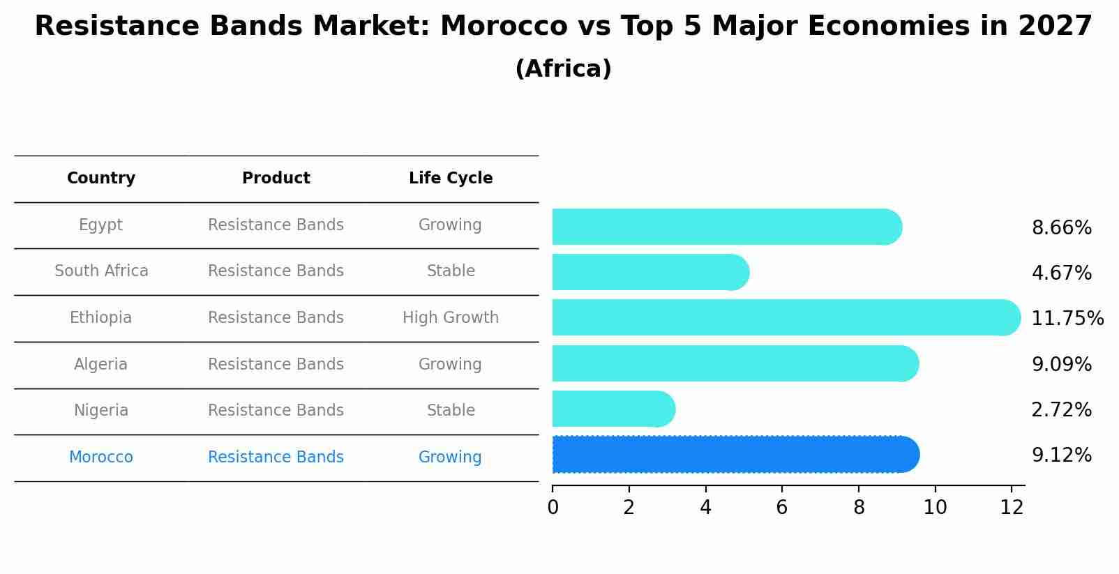 Resistance Bands Market: Morocco vs Top 5 Major Economies in 2027 (Africa)