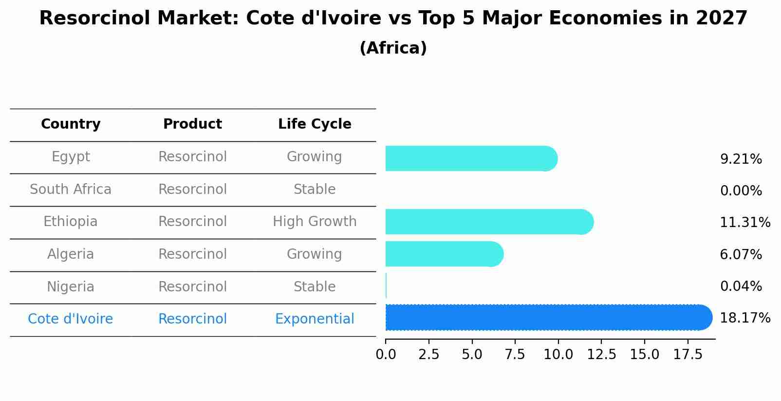 Resorcinol Market: Cote d'Ivoire vs Top 5 Major Economies in 2027 (Africa)
