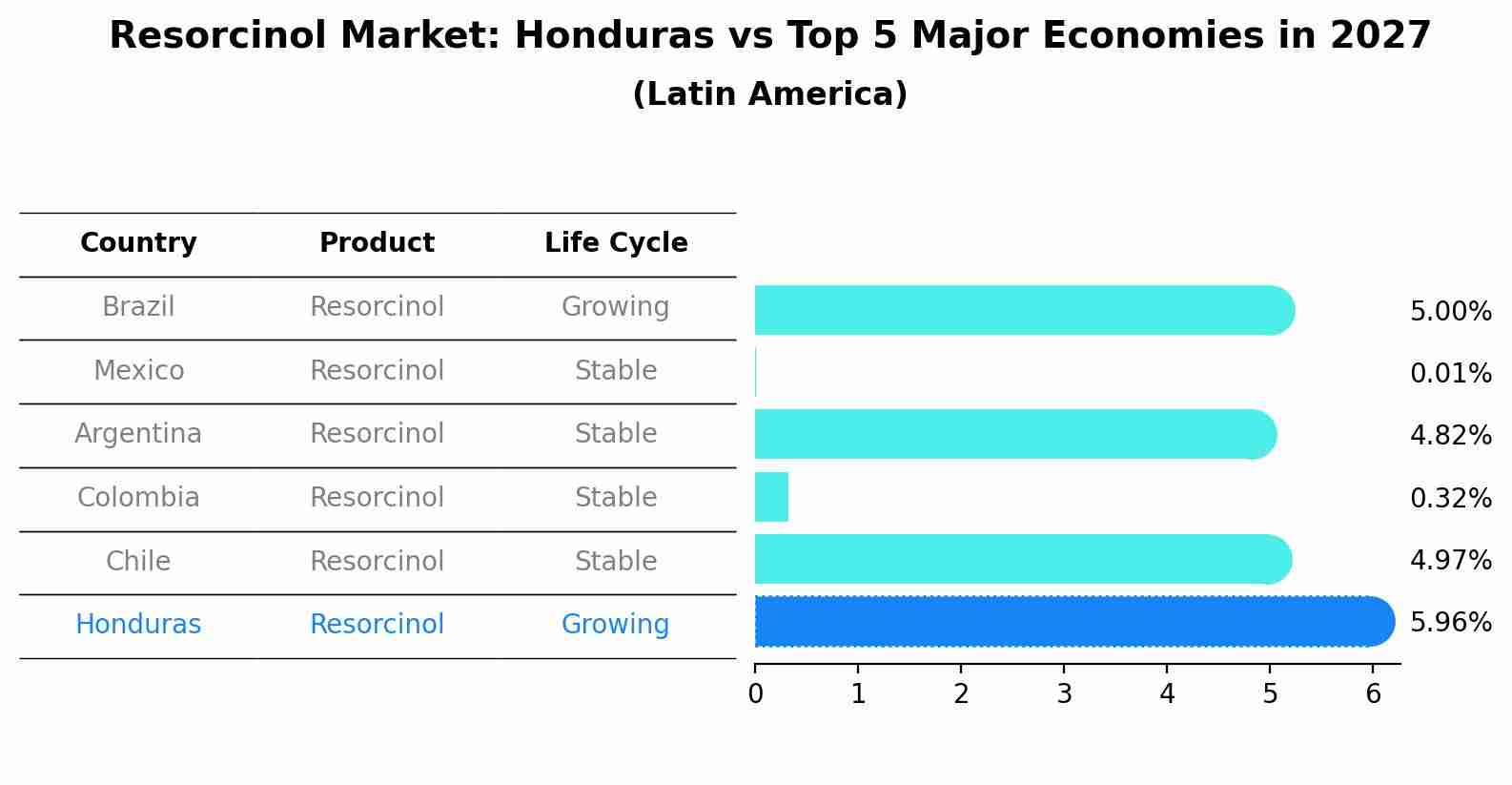 Resorcinol Market: Honduras vs Top 5 Major Economies in 2027 (Latin America)