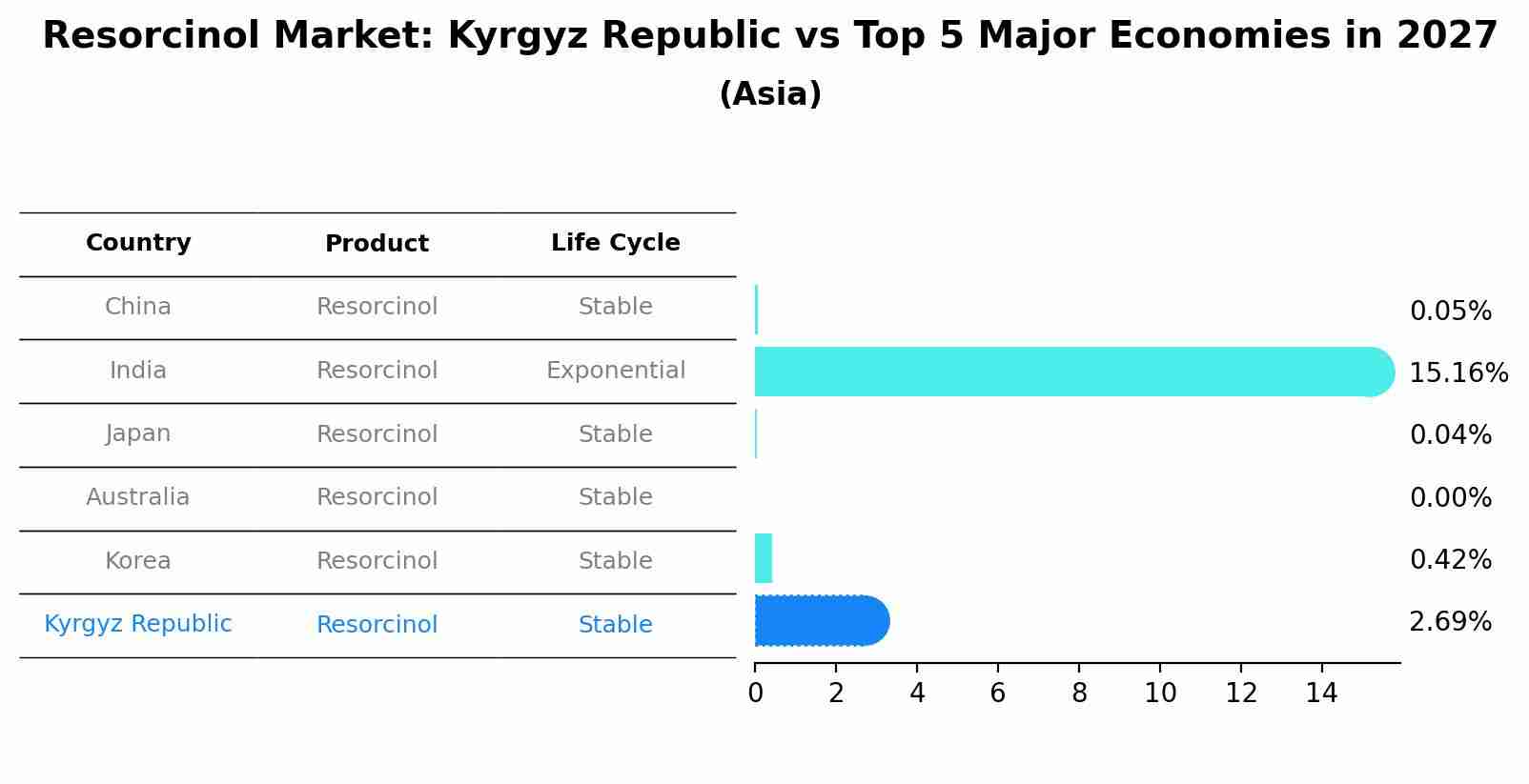Resorcinol Market: Kyrgyz Republic vs Top 5 Major Economies in 2027 (Asia)