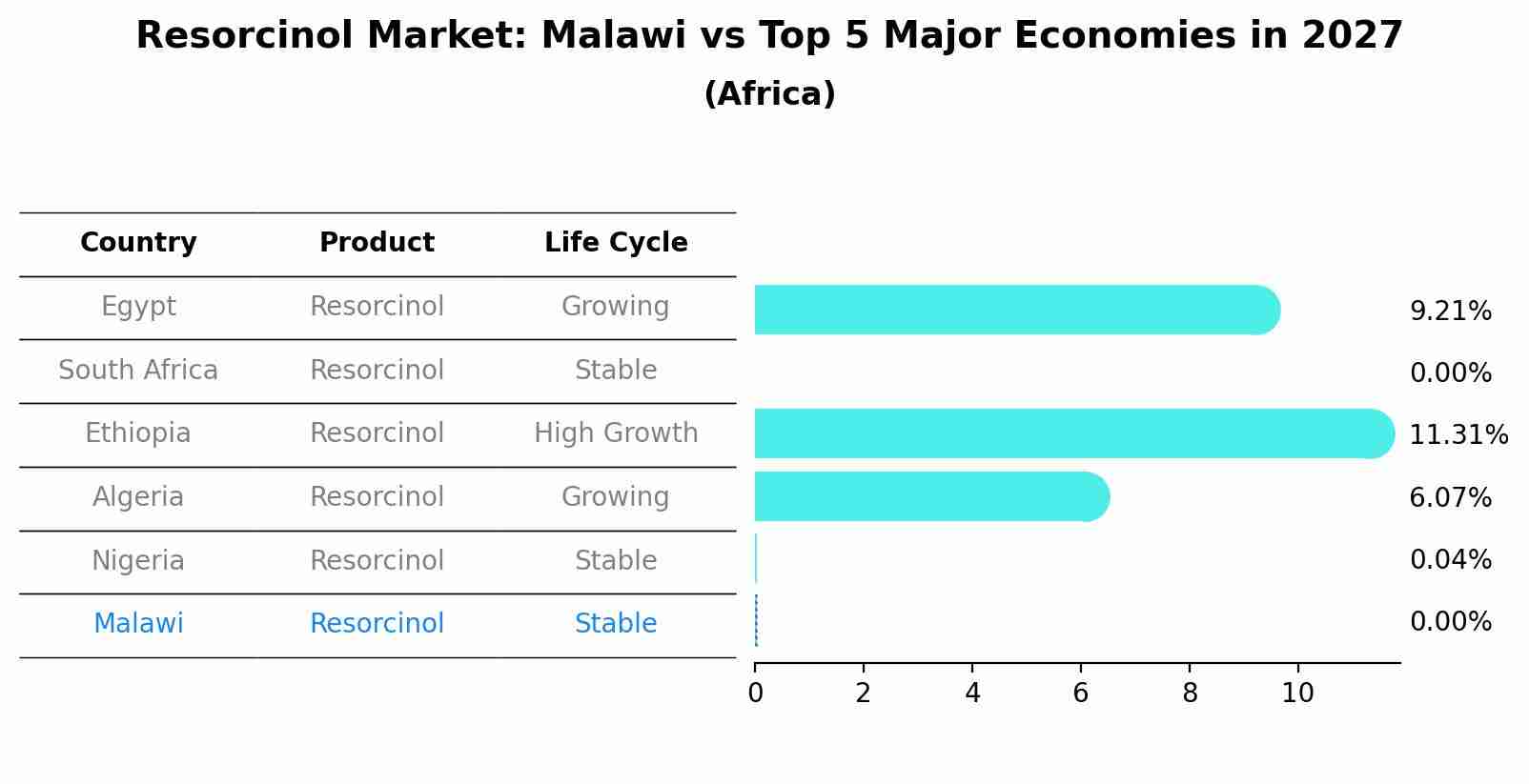 Resorcinol Market: Malawi vs Top 5 Major Economies in 2027 (Africa)