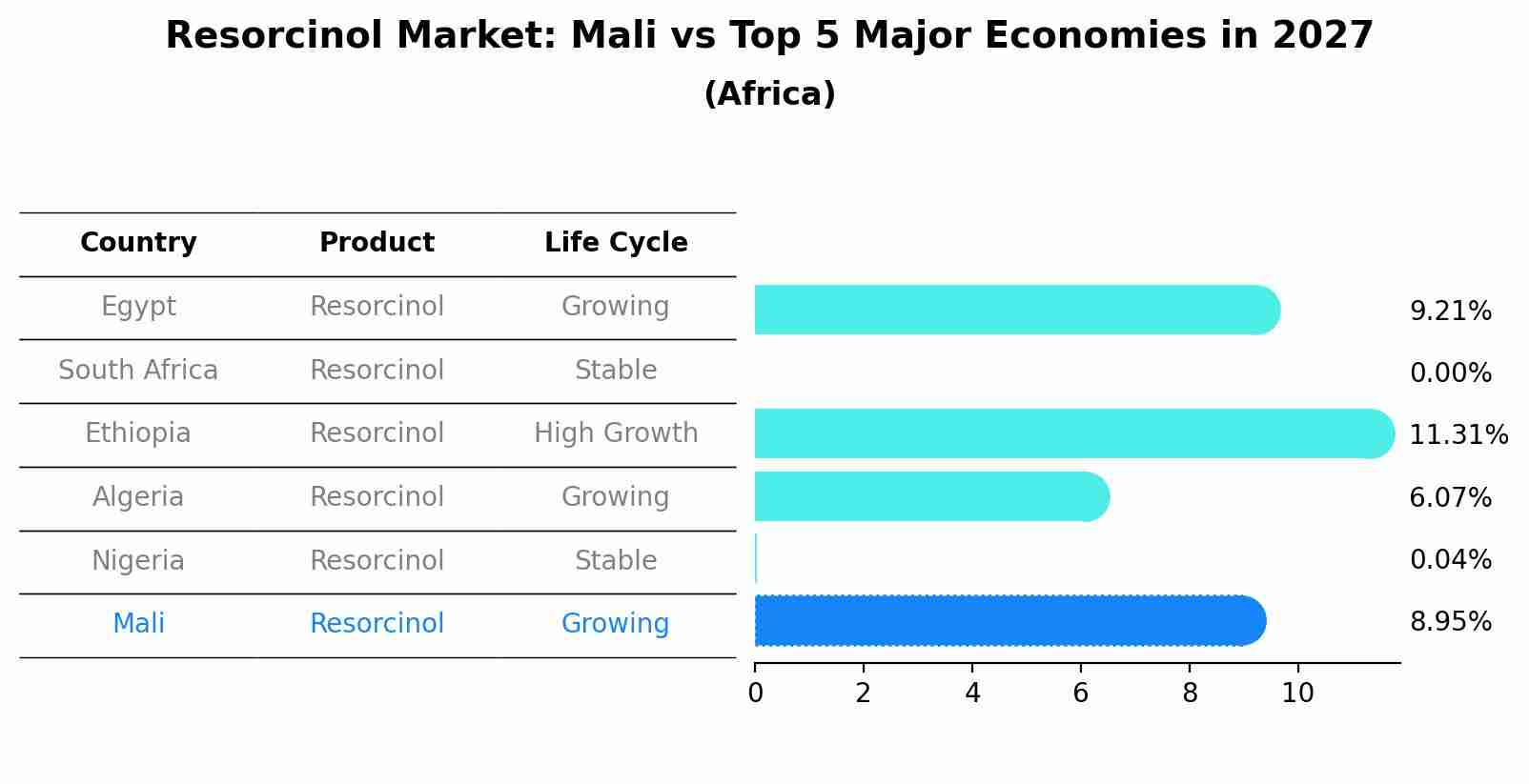 Resorcinol Market: Mali vs Top 5 Major Economies in 2027 (Africa)