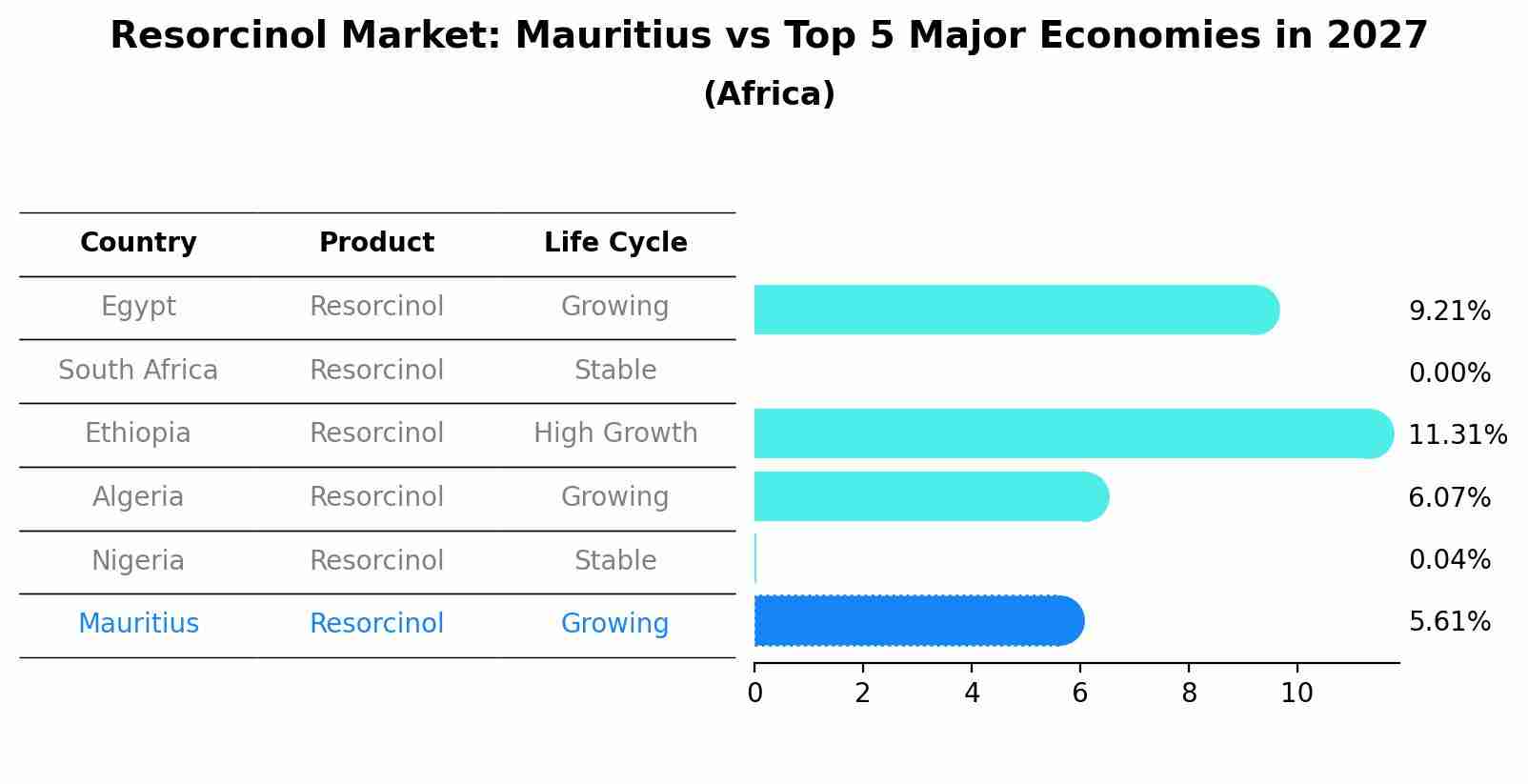 Resorcinol Market: Mauritius vs Top 5 Major Economies in 2027 (Africa)