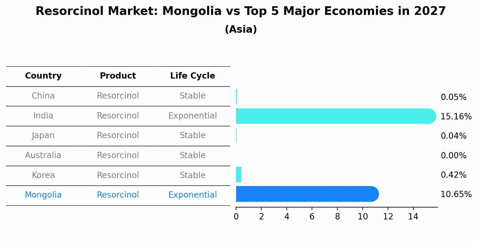 Resorcinol Market: Mongolia vs Top 5 Major Economies in 2027 (Asia)