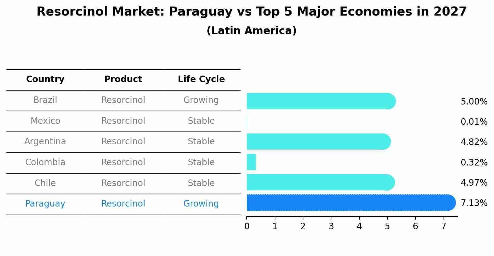 Resorcinol Market: Paraguay vs Top 5 Major Economies in 2027 (Latin America)
