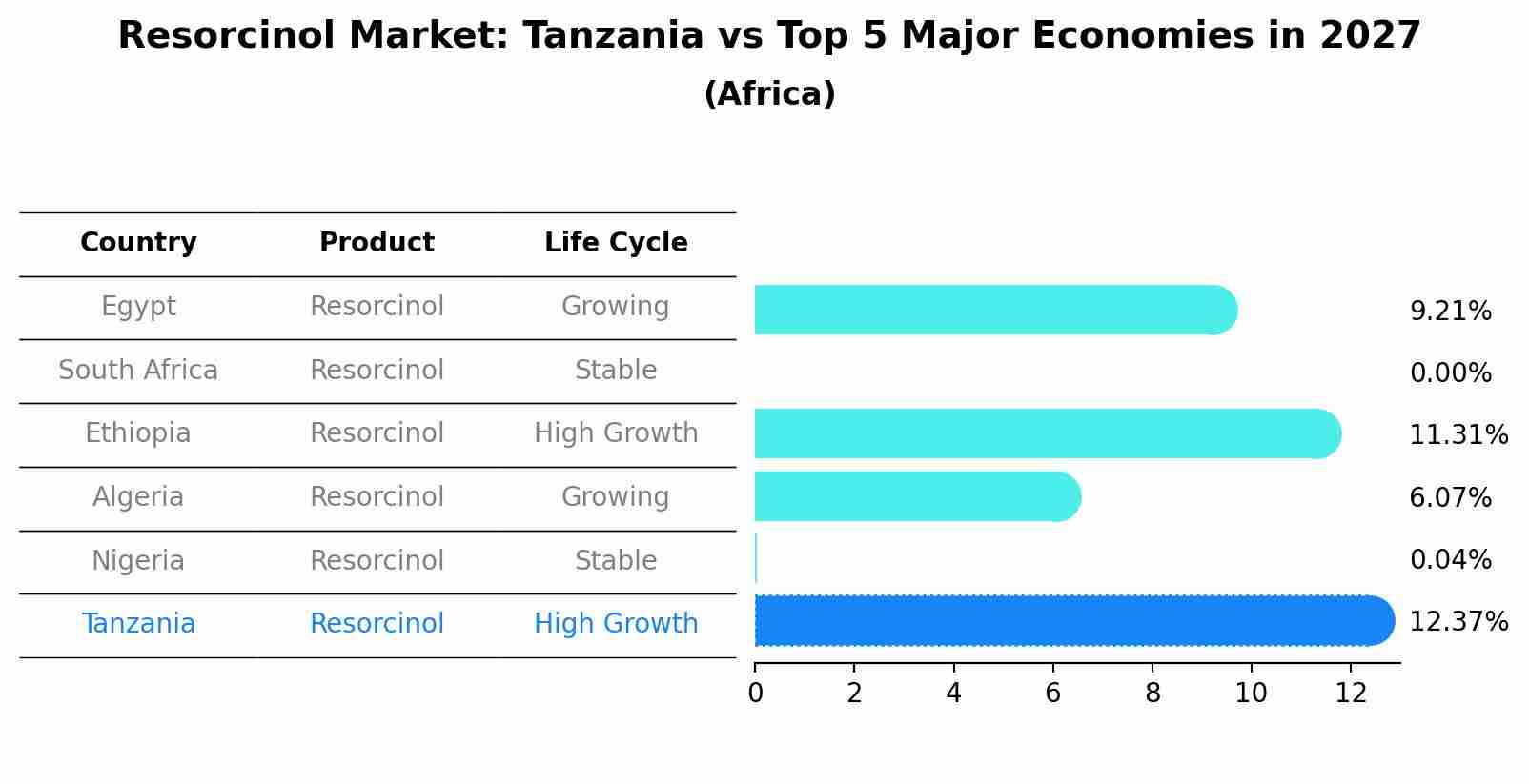 Resorcinol Market: Tanzania vs Top 5 Major Economies in 2027 (Africa)