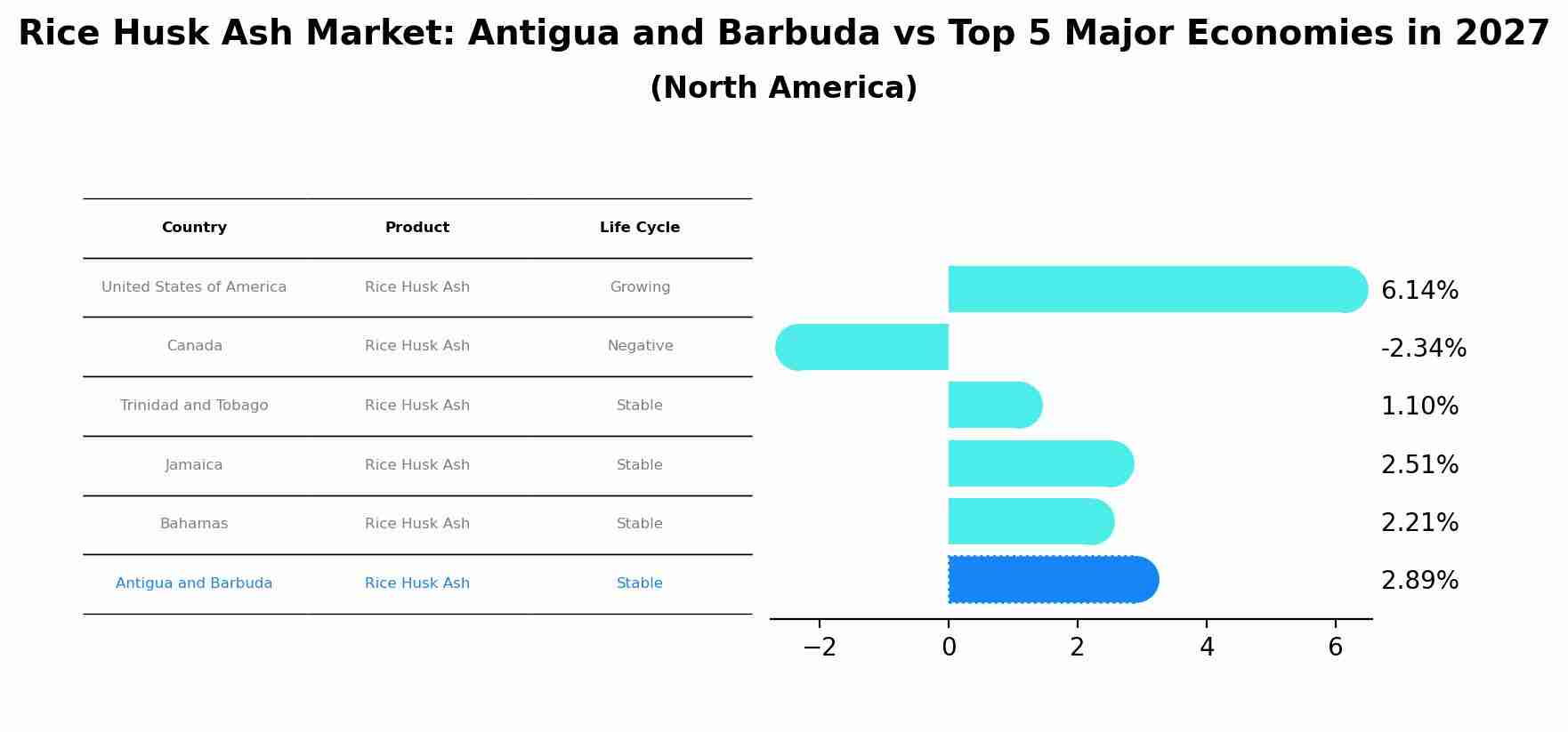 Rice Husk Ash Market: Antigua and Barbuda vs Top 5 Major Economies in 2027 (North America)