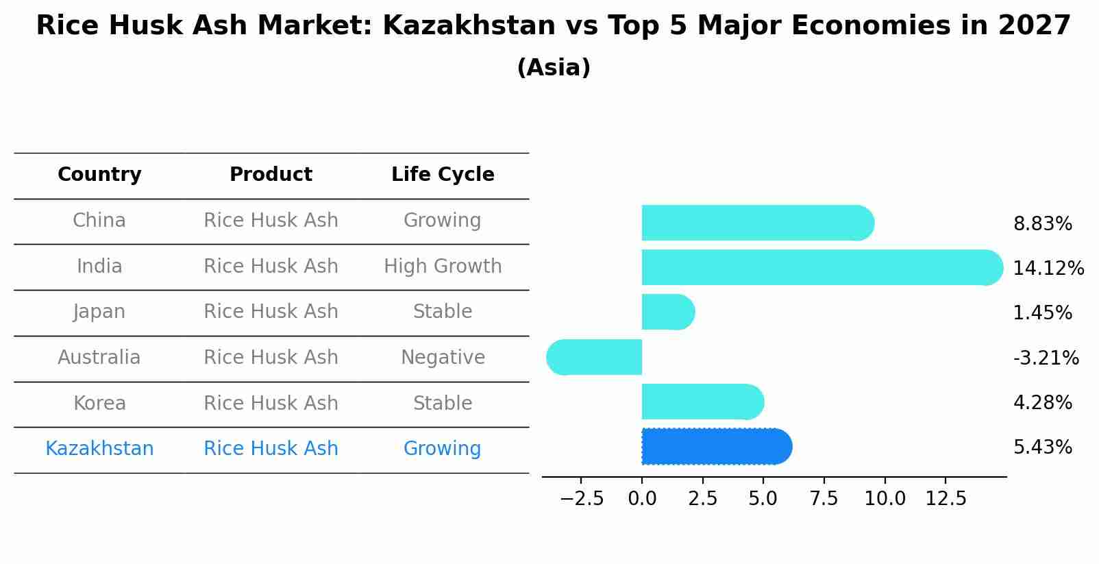 Rice Husk Ash Market: Kazakhstan vs Top 5 Major Economies in 2027 (Asia)