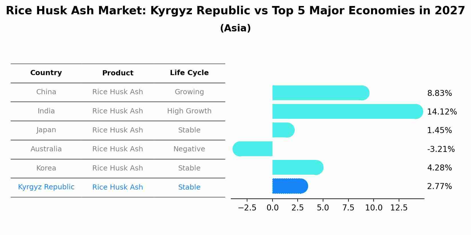 Rice Husk Ash Market: Kyrgyz Republic vs Top 5 Major Economies in 2027 (Asia)