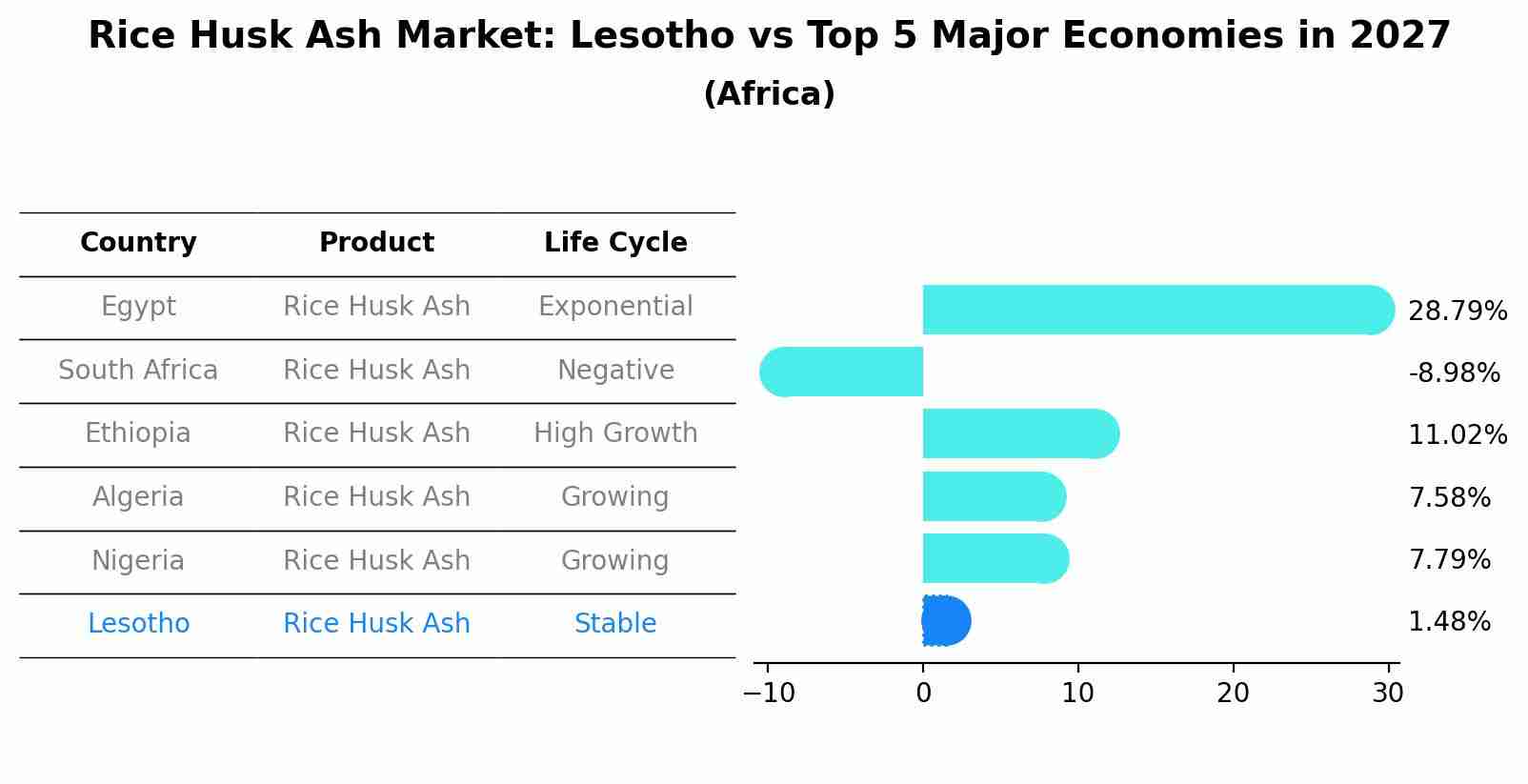 Rice Husk Ash Market: Lesotho vs Top 5 Major Economies in 2027 (Africa)