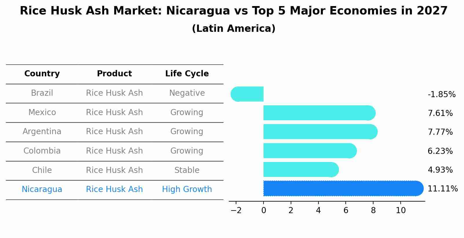 Rice Husk Ash Market: Nicaragua vs Top 5 Major Economies in 2027 (Latin America)