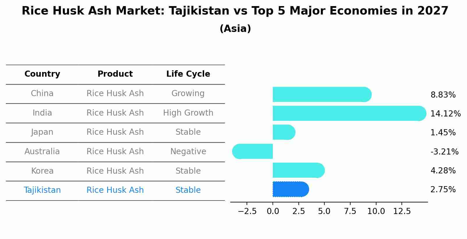 Rice Husk Ash Market: Tajikistan vs Top 5 Major Economies in 2027 (Asia)