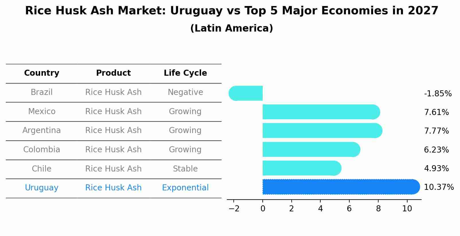 Rice Husk Ash Market: Uruguay vs Top 5 Major Economies in 2027 (Latin America)