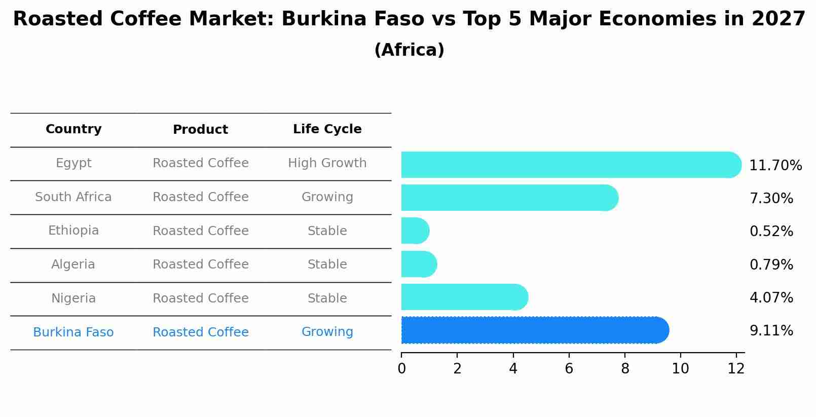 Roasted Coffee Market: Burkina Faso vs Top 5 Major Economies in 2027 (Africa)