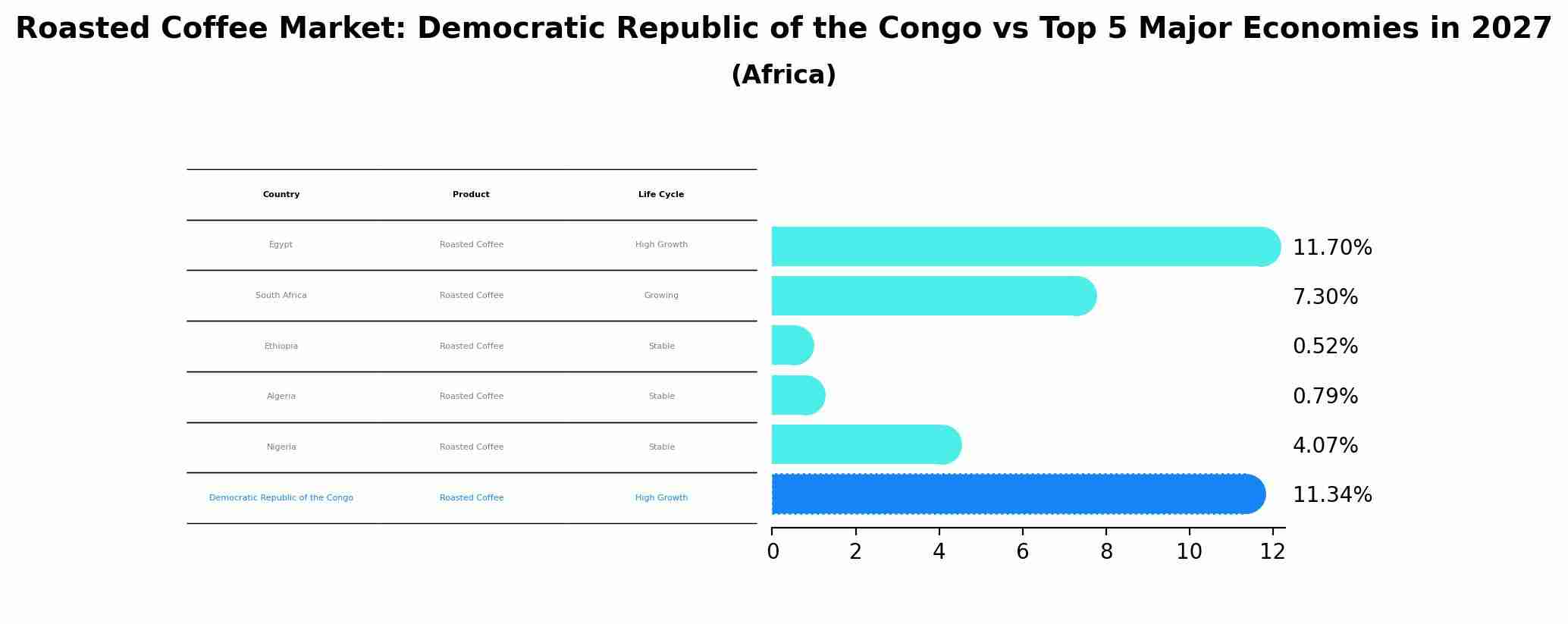Roasted Coffee Market: Democratic Republic of the Congo vs Top 5 Major Economies in 2027 (Africa)