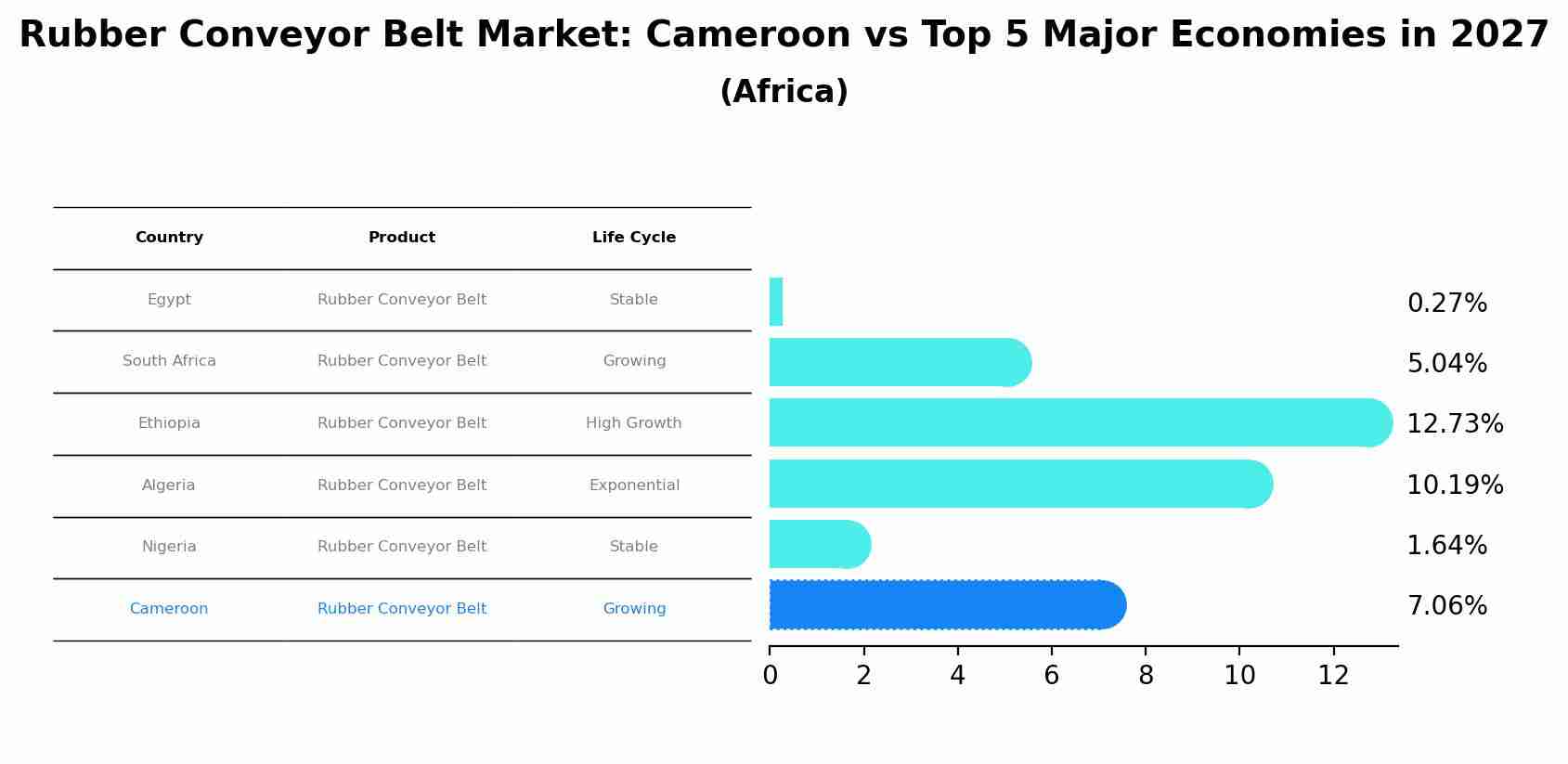Rubber Conveyor Belt Market: Cameroon vs Top 5 Major Economies in 2027 (Africa)