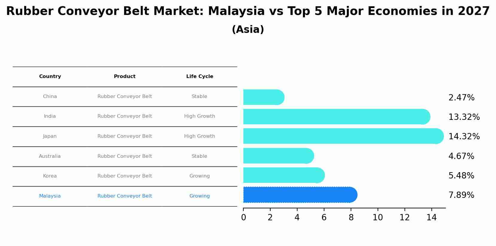 Rubber Conveyor Belt Market: Malaysia vs Top 5 Major Economies in 2027 (Asia)