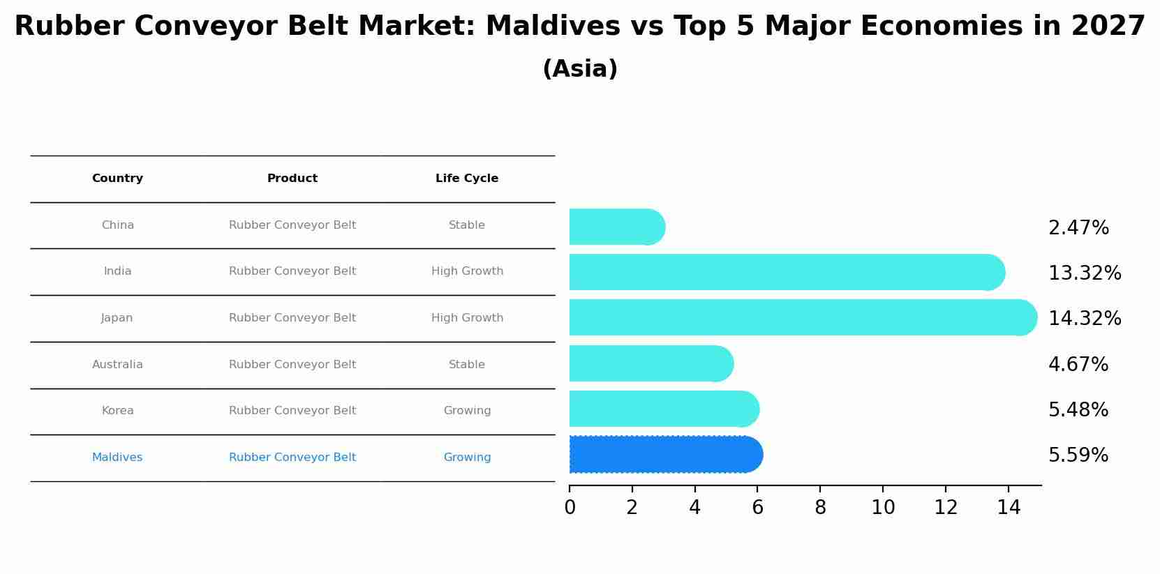 Rubber Conveyor Belt Market: Maldives vs Top 5 Major Economies in 2027 (Asia)