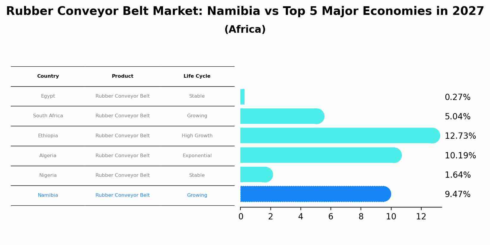 Rubber Conveyor Belt Market: Namibia vs Top 5 Major Economies in 2027 (Africa)