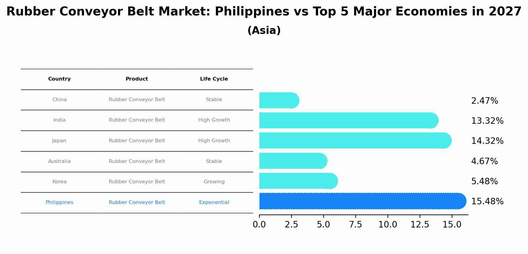 Rubber Conveyor Belt Market: Philippines vs Top 5 Major Economies in 2027 (Asia)