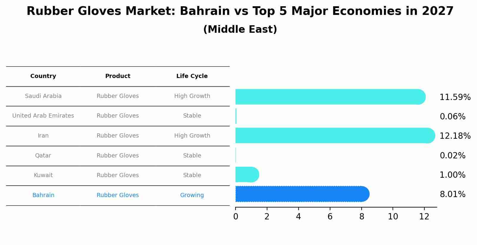 Rubber Gloves Market: Bahrain vs Top 5 Major Economies in 2027 (Middle East)