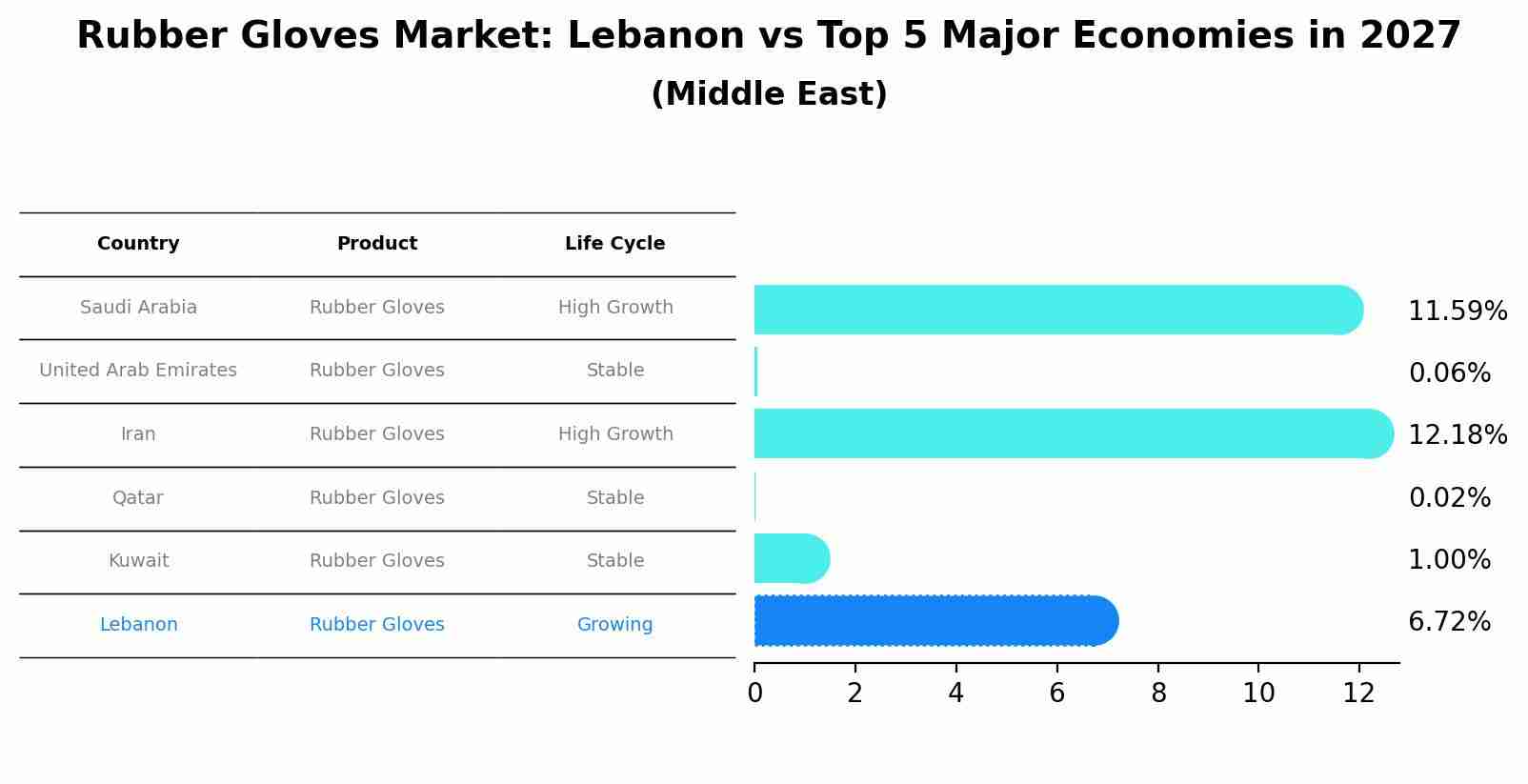 Rubber Gloves Market: Lebanon vs Top 5 Major Economies in 2027 (Middle East)