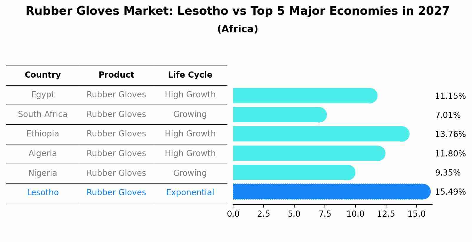 Rubber Gloves Market: Lesotho vs Top 5 Major Economies in 2027 (Africa)