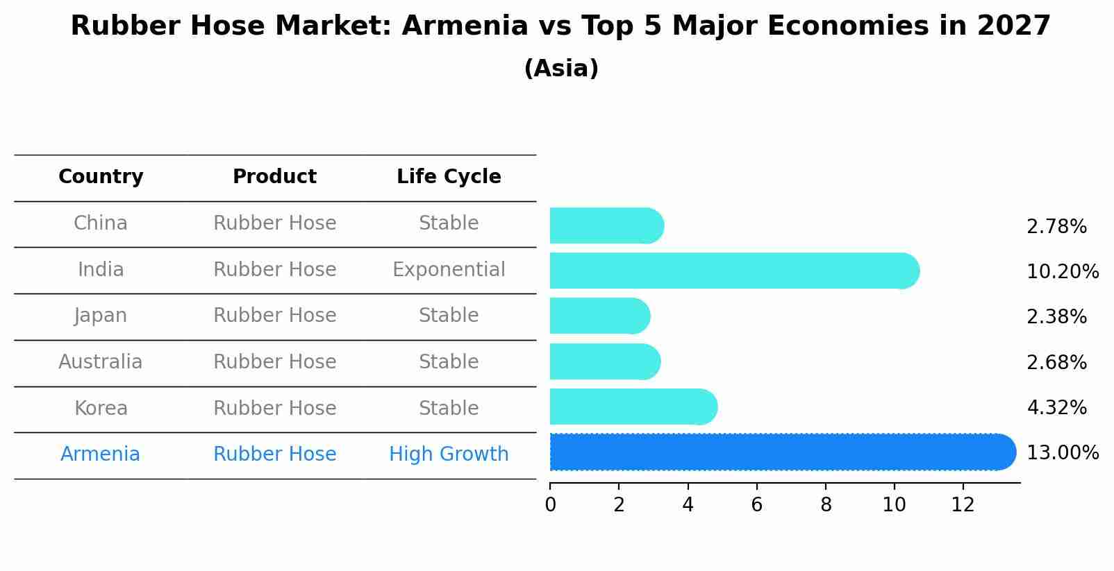 Rubber Hose Market: Armenia vs Top 5 Major Economies in 2027 (Asia)